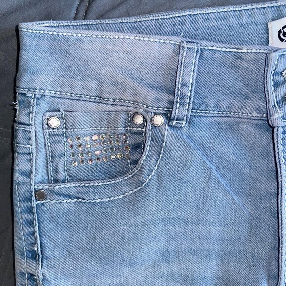 PTCL Ethical Clothing Women Light Blue Flare Bootcut Jeans Size 30 Jewel Pockets - Picture 8 of 13